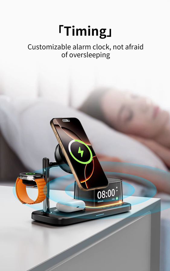 VIKEFON Magnetisches kabelloses Ladegerät mit ICE-Kühlung und Bluetooth-Lautsprecher, 25W Qi2 Schnellladestation für iPhone und Samsung, Schwarz - Bild 4