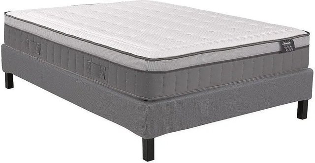 YSMÉE Hybrid Bettgestell Asgard mit Matratze und Lattenrost, Grau-Weiß, B/T/H: 160 x 200 cm - Bild 1
