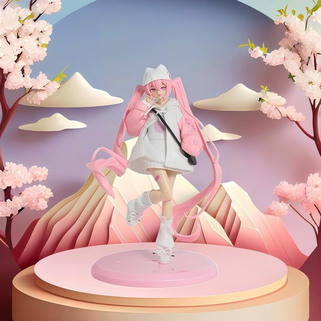 Bandai Hatsune Miku Hoodie-Figur, Rosa, Kunststoff - Bild 1