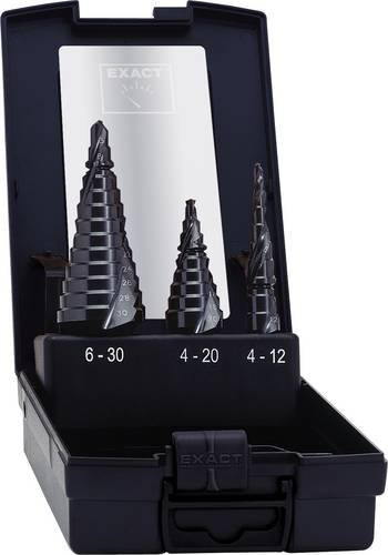 Exact 08024 HSS Stufenbohrer-Set 3teilig TiAIN 1/4 mit 6,3 mm Durchmesser in Schwarz - Bild 1