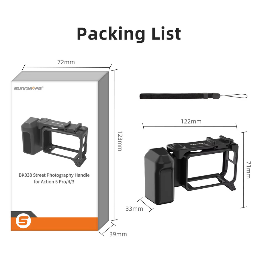 DJI Action Kamera Quick Release Halterung und Schutzrahmen mit Handgriff für Action 5 Pro, Action 4 und Action 3 in Schwarz - Bild 6