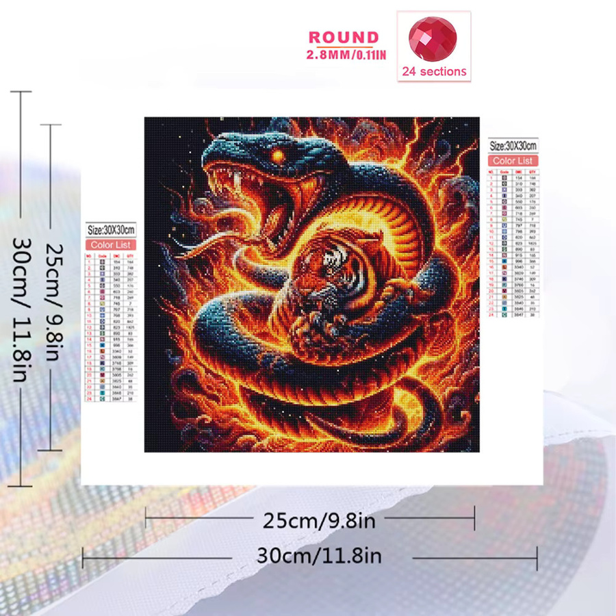 Momoart DIY Diamantmalerei-Set Tiger Motiv mit runden Steinen in Multicolour, Breite: 20 cm, Höhe: 20 cm - Bild 1