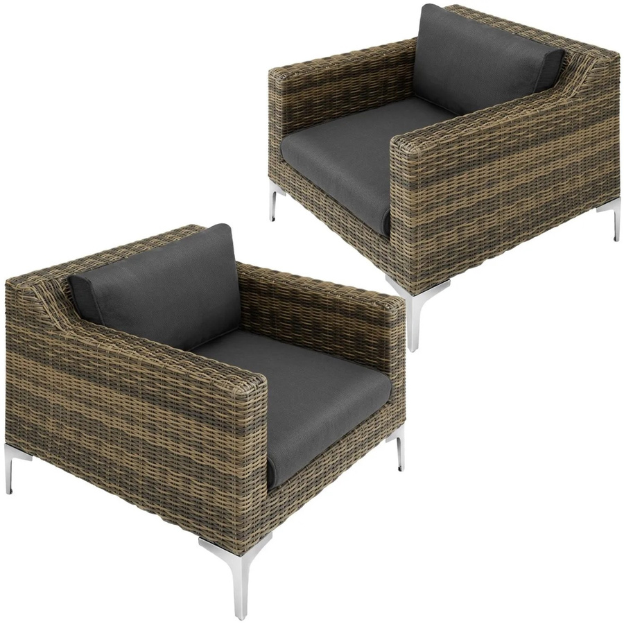 tectake Modulares Aluminium Rattanset Villanova in Anthrazit, wetterfest und UV-beständig, B/H/T: 170 x 89 x 72 cm - Bild 2