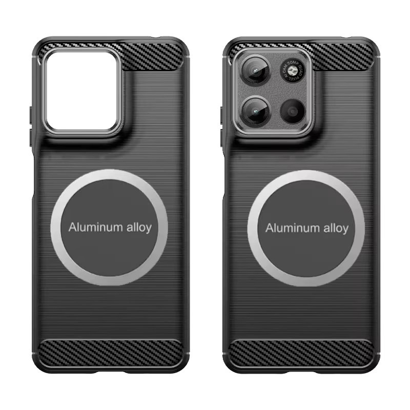 Motorola Schutzhülle mit Carbonfaser-Metall-Magnet-Autohalterung und Silikonhülle in Schwarz für verschiedene Modelle wie Moto G77 G67 G57 G17 Power G86 G56 G66J G66Y G06 - Bild 2