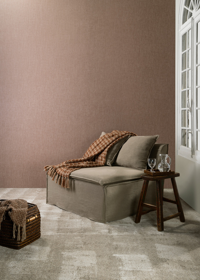 Flamant Wallpaper Dada in Terre De Lin mit unebener Struktur und mattem Finish in Braun und Limette - Bild 1