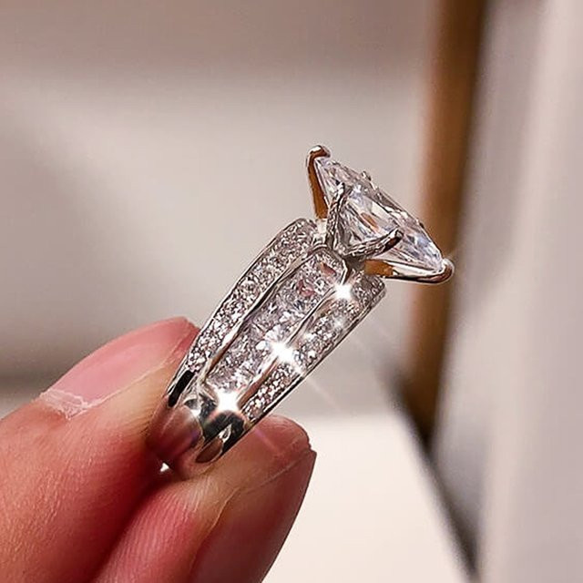 Huitan Eheringe, Zirkonia, Silber, Damen - Bild 1