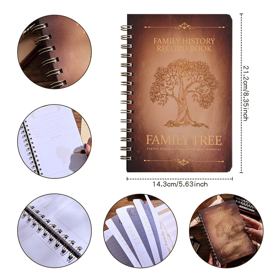 Family History Tree Record Book: Dein Leitfaden zur Erstellung deiner Genealogie und zur Nachzeichnung deiner Familienherkunft, braun, 48 Blatt - Bild 3