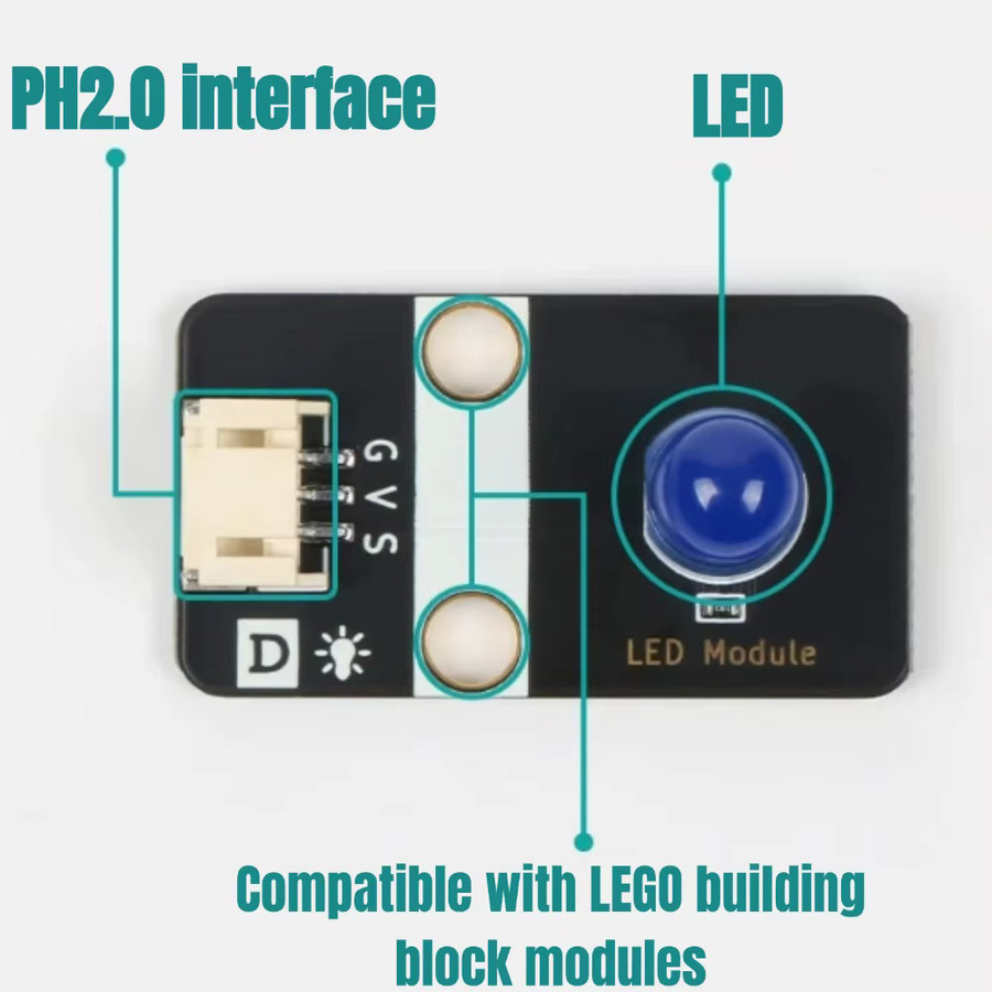 NullLab Mehrfarbiges LED-Anzeigemodul mit Hochpegel-Trigger-Beleuchtung, Baustein-Gehäuse und PH2.0-Schnittstelle in Weiß und Mehrfarbig für deine DIY-Elektronik - Bild 5
