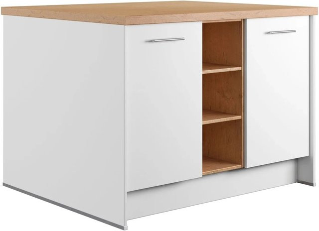 Kücheninsel Impuls Küchen in Weiß mit modernem Design und Soft-Close-Türen, Breite: 123,4 cm - Bild 1