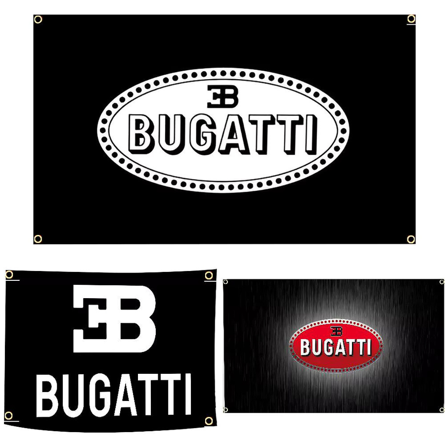 B-Bugatti Wandteppich Flagge Banner Schwarz für Garage und Schlafzimmer B/H: 50 x 70 cm - Bild 3
