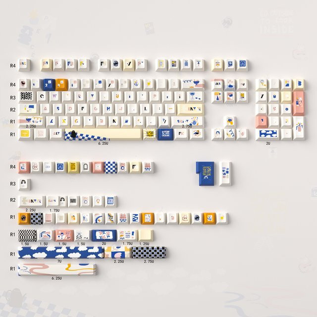 Venit Keys Heterotopia Theme Keycaps Cherry Profile aus PBT mit 5-seitiger Dye-Sublimation für mechanische MX-Tastaturen, Mehrfarbig, 152 Tasten - Bild 1