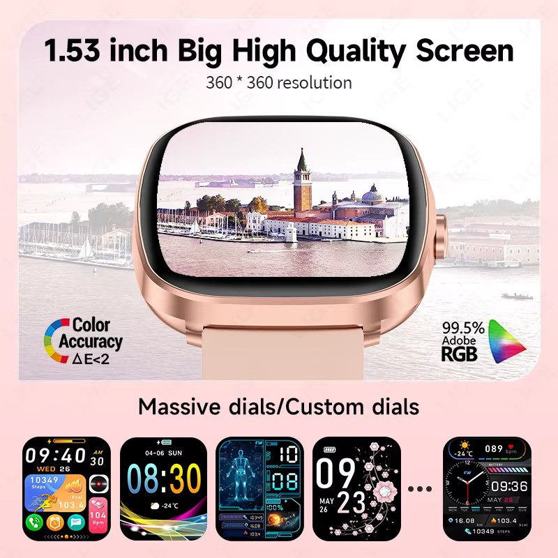 LIGE Smartwatch, Pink, Silikon, Unisex - Bild 4