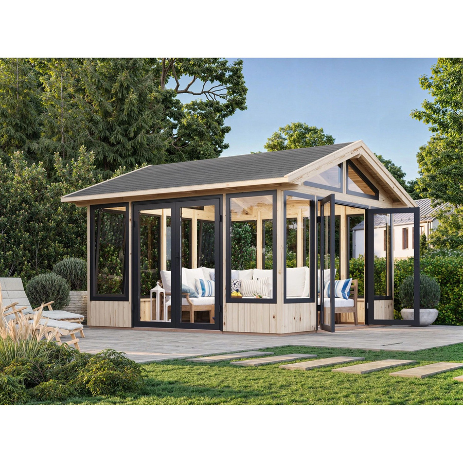 Palmako Pavillon Isabella aus Fichtenholz in Braun mit Satteldach, B/T/H: 401 x 401 x 315 cm - Bild 2