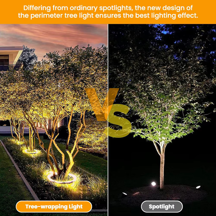 LED-Baumumfassungsleuchte Warmweiß IP65 Wasserdicht mit Erdspieß, Schwarzer Baumscheinwerfer aus Aluminium und Glas für Garten und Hof - Bild 3