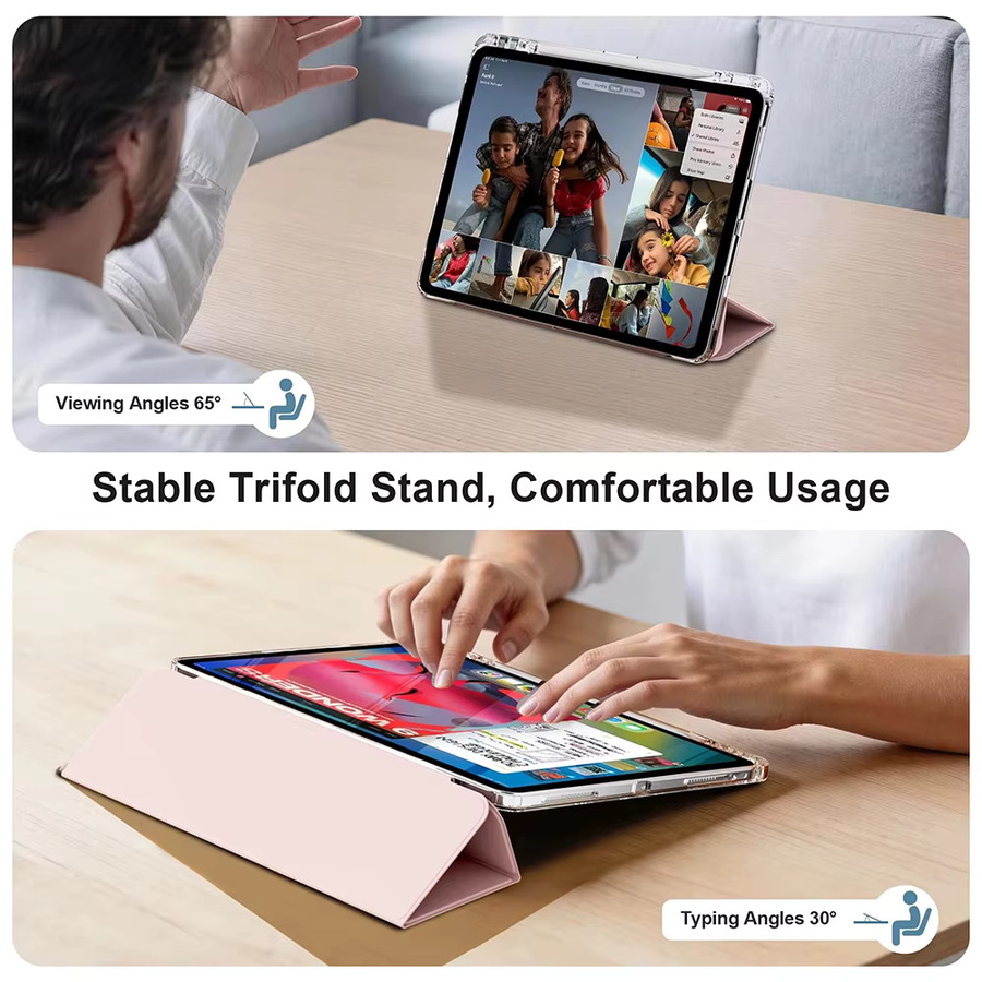 Magnetische Flip-Smart-Cover Hülle für iPad Pro 12.9 (3., 4., 5., 6. Generation) und iPad Air 13 M4/M3/M2 von tzion in Schwarz und Pink - Bild 3