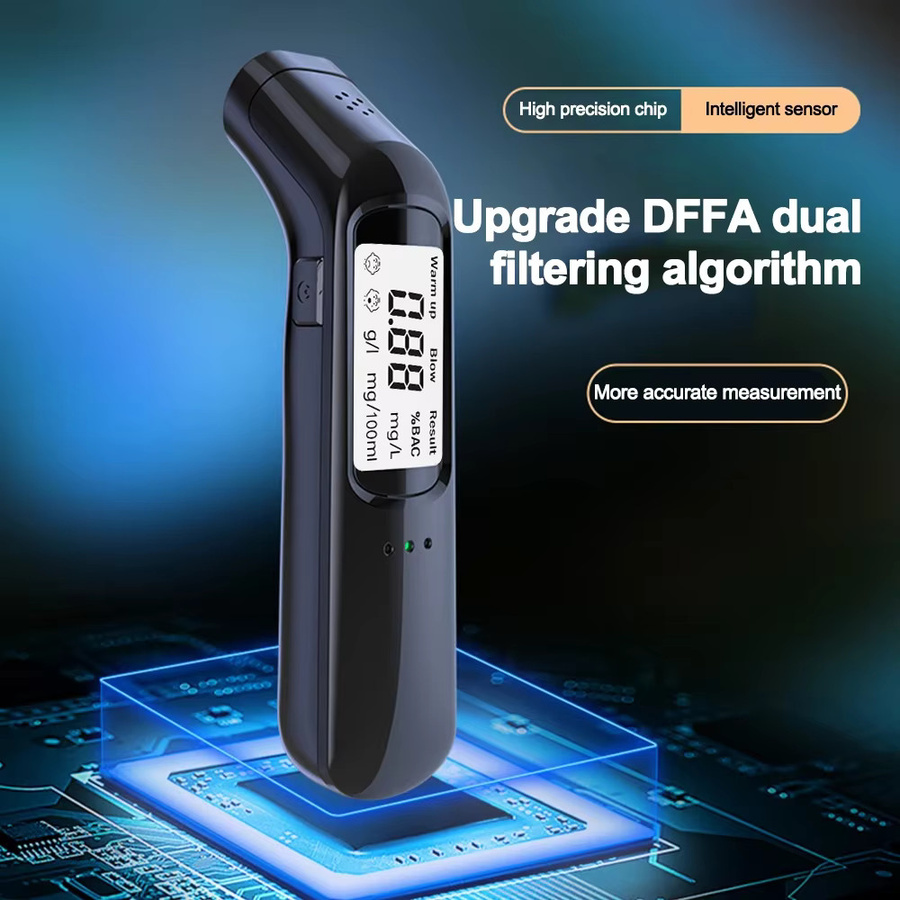 Kebidumei Berührungsloser Atemalkoholtester mit LCD-Display und Sprachübertragung in Schwarz mit USB-C Aufladung - Bild 2
