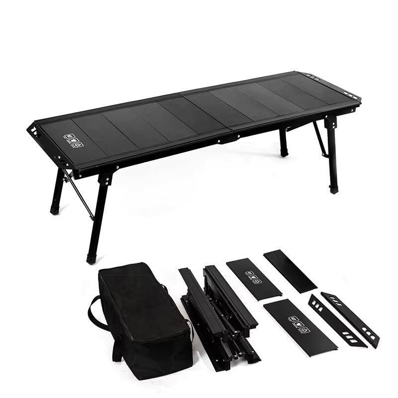 Lohas Camping Klappbarer Rucksack-Rolltisch in Schwarz, 5-teiliger Campingtisch mit verstellbaren Beinen und Brennertisch-Funktion aus Metall - Bild 5