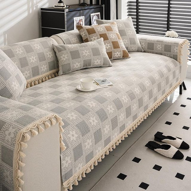 Living Home Rutschfester Sofabezug mit Blumenmuster in Grau, B/T/H: 70 x 70 x 70 cm - Bild 1