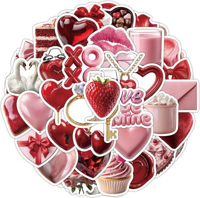Charile Valentinstag Kunst-Graffiti-Aufkleber, Rote und Rosa, 10-teiliges Set - Bild 1