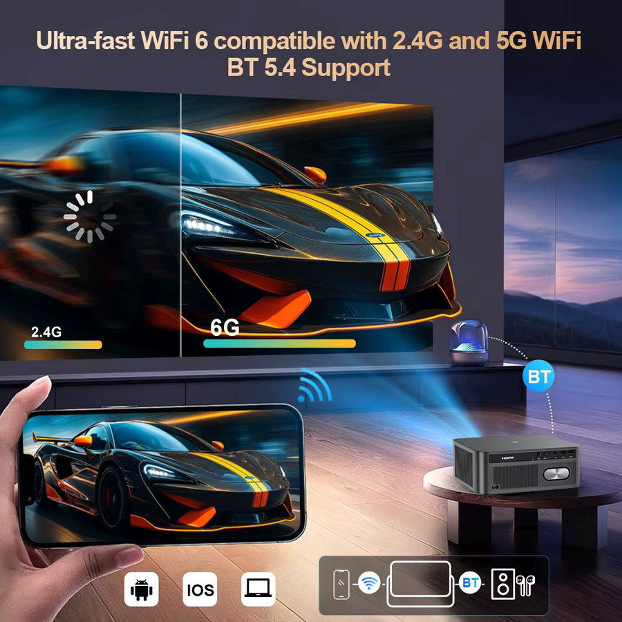 ThundeaL TD98Pro LED Beamer Full HD 1080P mit 4K Unterstützung, WiFi und Android, 3000 ANSI Lumen, Schwarz - Bild 5
