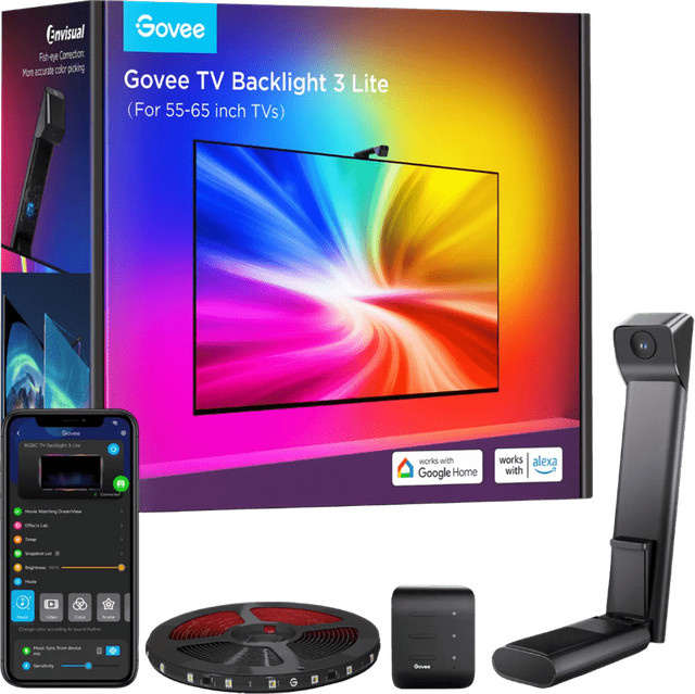 Govee TV Backlight 3 Lite RGB LED TV-Hintergrundbeleuchtung für 55 - 65 Zoll Fernseher, Multicolor, WiFi-Unterstützung - Bild 1