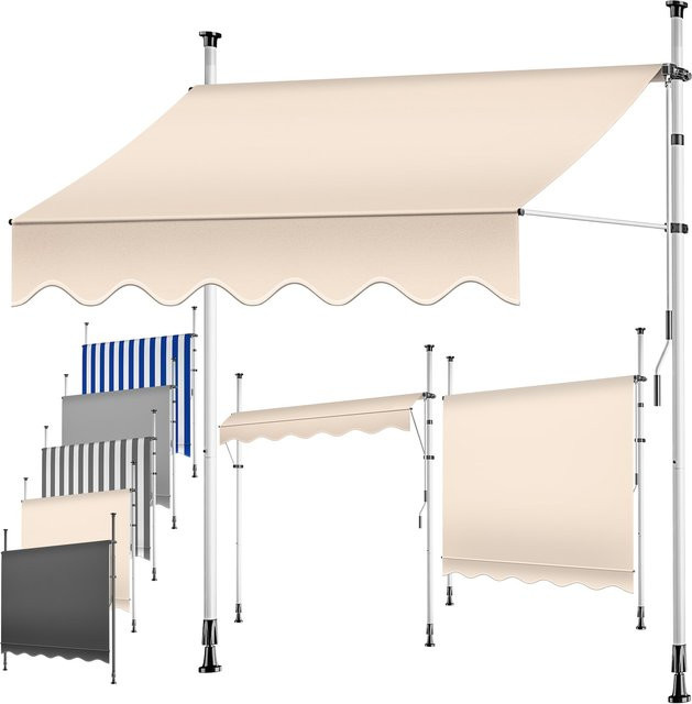 KESSER Klemmmarkise mit Handkurbel für den Balkon, UV-beständiger und wasserabweisender Sonnenschutz ohne Bohren - Bild 1