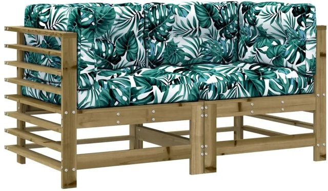 vidaXL Ecksofa Set aus Kiefernholz in Braun mit Kissen und rustikaler Optik - Bild 1