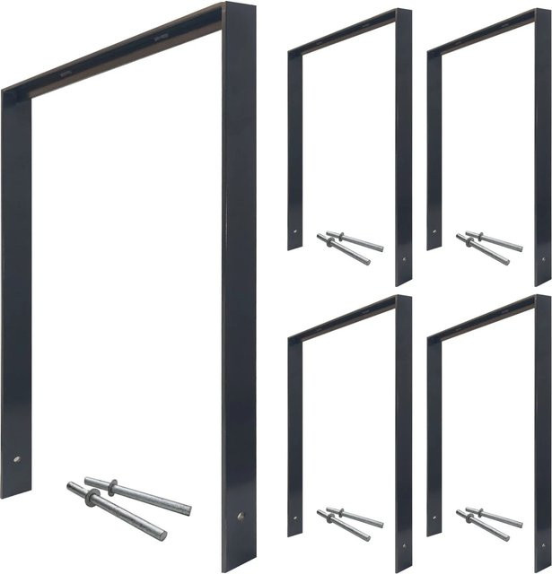 TRUTZHOLM 5er Set Fahrradanlehnbügel Typ U aus Flachstahl in Anthrazit, B: 116,5 cm, H: 77 cm - Bild 1