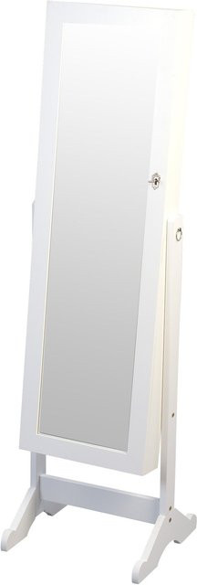 Schmuckschrank Judy M2 KOLLEKTION in Weiß mit Spiegel und Regalböden, H: 147,0 cm, B: 36,0 cm, T: 41,0 cm - Bild 1