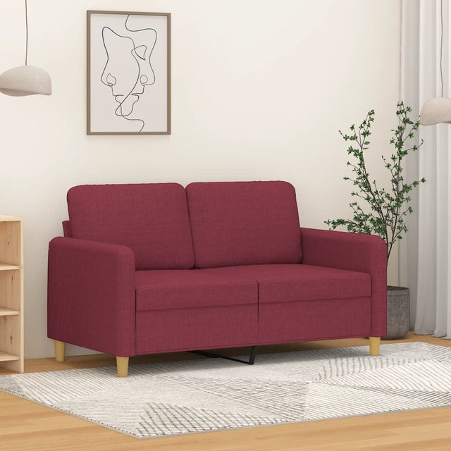 Vidaxl 2-Sitzer Sofa in Weinrot mit Stoffbezug und Metallrahmen, Breite: 120 cm - Bild 1