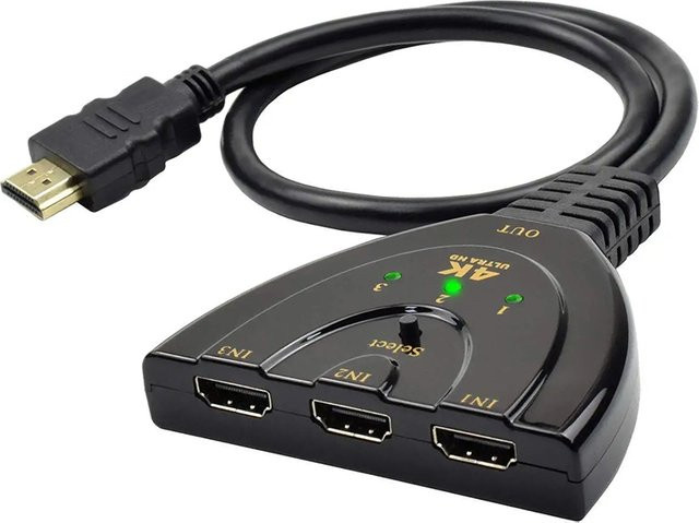 IPUMYNO HDMI Switch 3 in 1 Out 4K HDMI Hub Adapter in Schwarz für PS4, Xbox, DVD-Player und Fire Stick - Bild 1