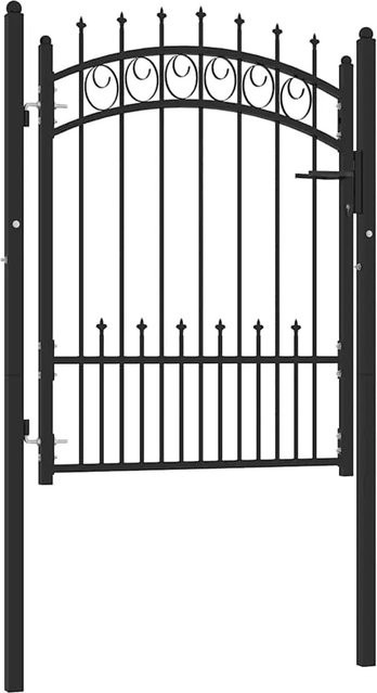 vidaXL Zauntor aus pulverbeschichtetem Stahl mit Spitzen in Schwarz, B: 102 cm, H: 125 cm - Bild 1
