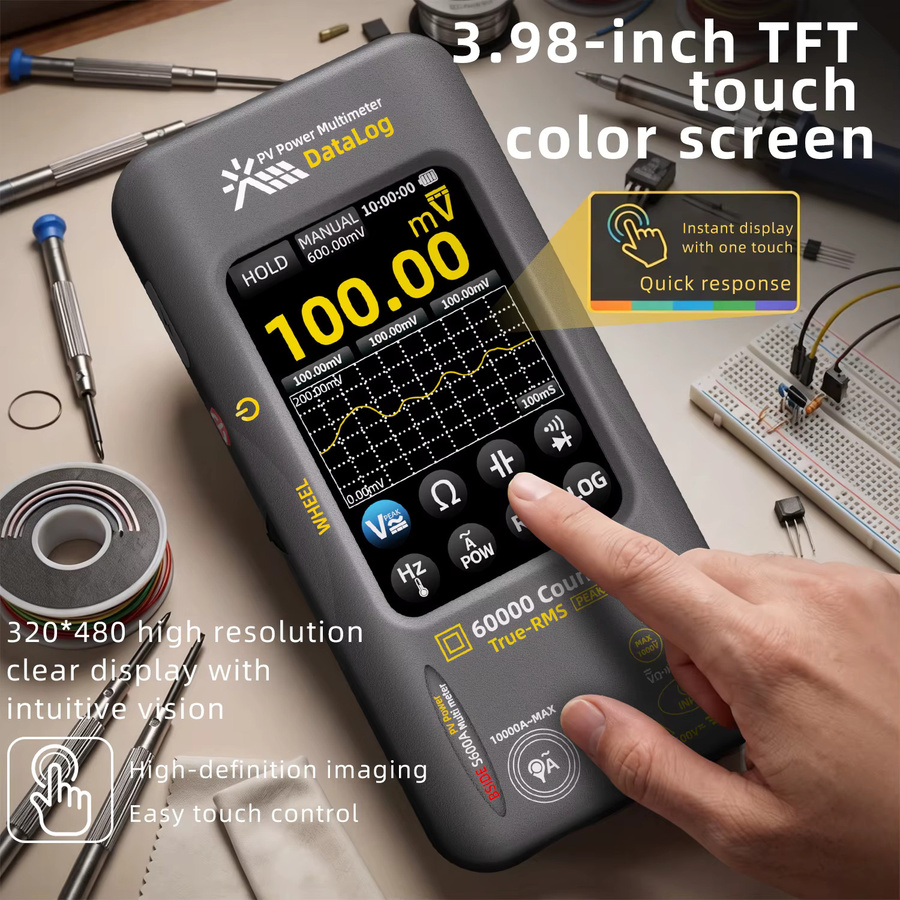 BSIDE Smart-Grafikmultimeter mit flexibler Spule für bis zu 10.000A, Multifunktionstester für Widerstand und Kapazität, Schwarz - Bild 1