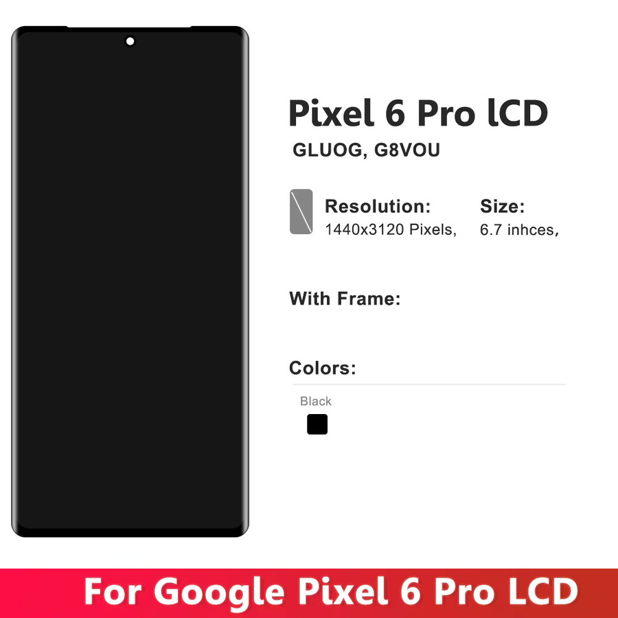 GLUOG OLED-Display mit Rahmen für Google Pixel 6 Pro in Schwarz - Bild 5