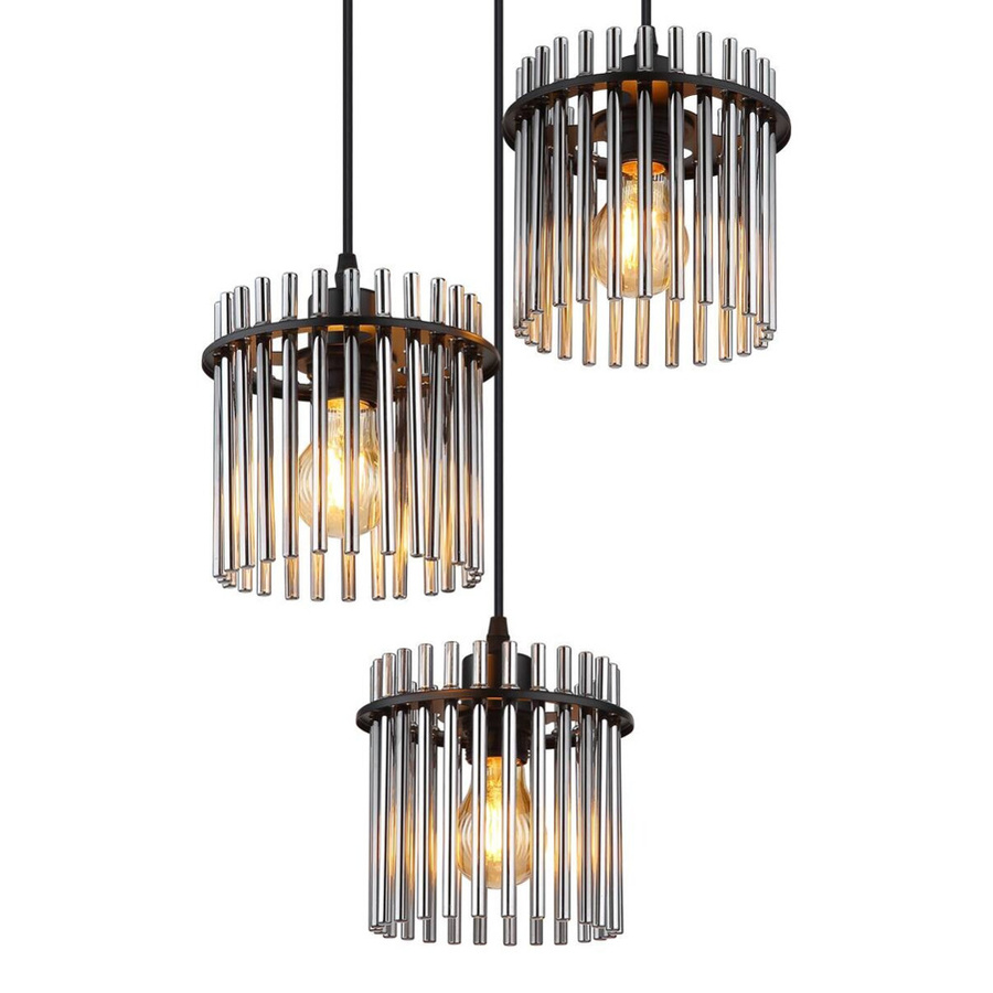 Globo Lighting Pendelleuchte Garley in Schwarz aus Metall mit 3 E27 Fassungen, B/T/H: 25 x 25 x 120 cm - Bild 2