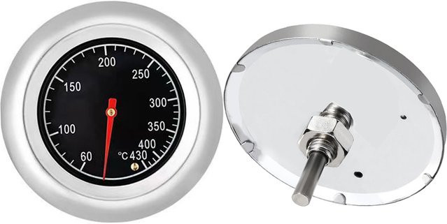MEFORU Edelstahl BBQ Grill Thermometer in Silber, rund, Messbereich 0 °C bis 430 °C, Durchmesser: 7,6 cm - Bild 1