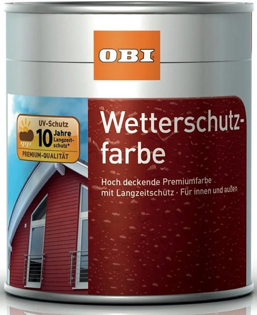 OBI Wetterschutzfarbe für Holz in Tiefschwarz, seidenmatt, 0,75 l - Bild 1