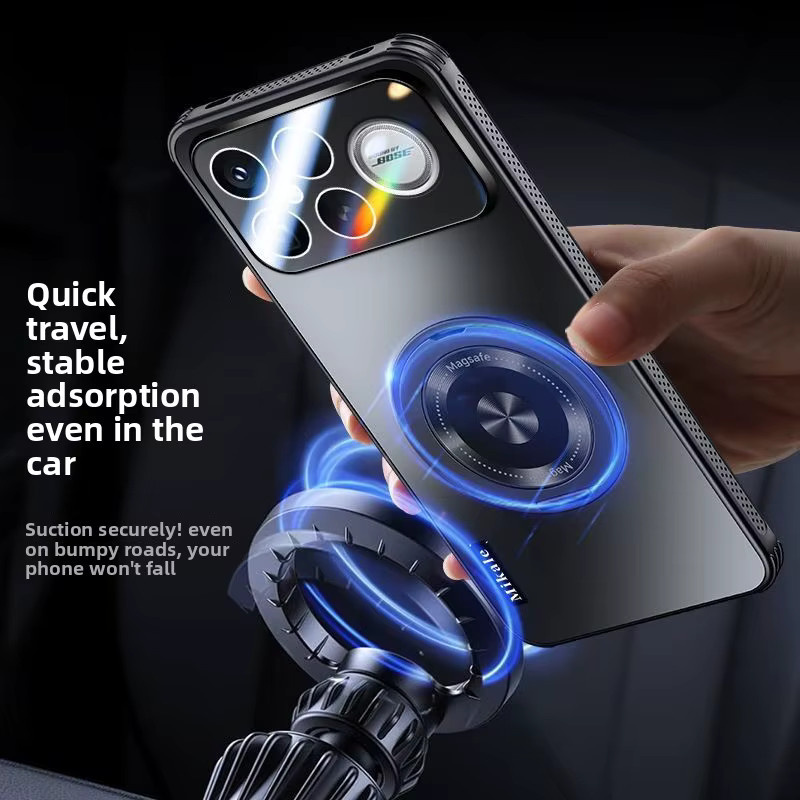 Luxus unsichtbare magnetische Schutzhülle mit Dreh-Ständer für POCO F8 Ultra Pro in Blau - Bild 4