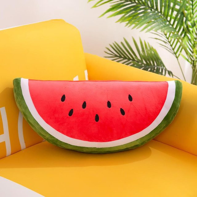 Joyful toys Wassermelone Plüschkissen als niedliches Fruchtkissen in Rot und Bunt, Durchmesser: 40 cm - Bild 1