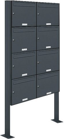 AL Briefkasten-System für 8 Parteien, freistehend, grau, B/H/T: 153,53 x 170,0 x 11,6 cm - Bild 1