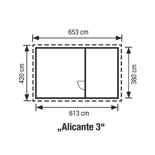SKANHOLZ Holz-Gartenhaus Alicante 3 in Natur und Beige mit Terrasse, B/T/H: 420 x 258 x 653 cm - Bild 3