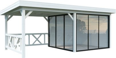 PALMAKO Pavillon Lenna aus Fichtenholz in Weiss mit Pultdach, B/T/H: 588 x 300 x 245 cm - Bild 1