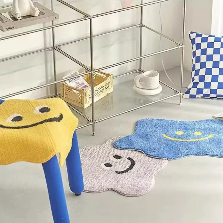 DHDH Smiley-Gesicht Plüschteppich in Gelb, dekorativer Bodenteppich für Wohnzimmer und Schlafzimmer, B/T: 60 x 40 cm - Bild 4