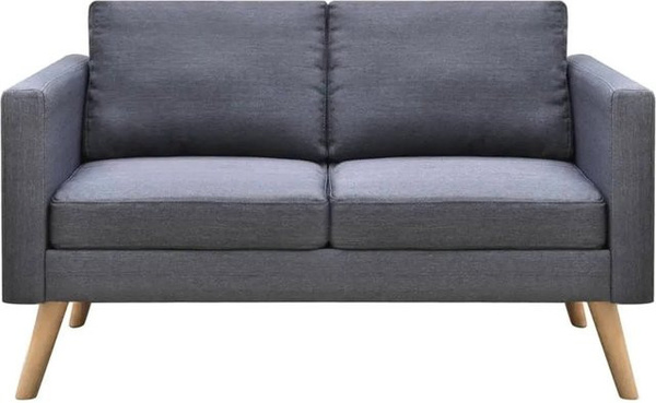 vidaXL Sofa Set aus Stoff mit Holzrahmen, 2-Sitzer und 3-Sitzer, Dunkelgrau