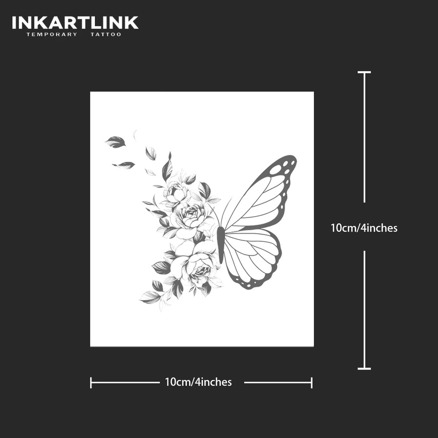 INKARTLINK Temporäres Tattoo Blumen-Schmetterling, wasserfest, semi-permanent - Bild 4