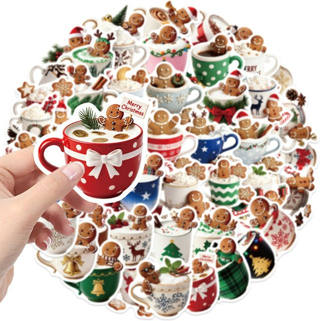 Charile Weihnachten Kaffee Cookie Aufkleber, Cartoon Aufkleber, wasserdicht, multicolour - Bild 1