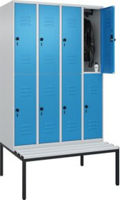 C+P Doppelstock-Spind Classic PLUS Sitzbank mit 4 Abteilen und unterbauter Sitzfläche aus Kunststoff, B/T/H: 212,0 x 120,0 x 81,5 cm - Bild 1