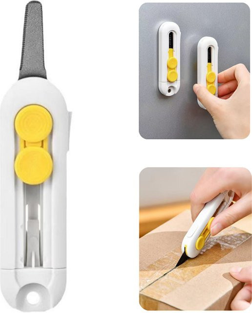 Magnetisches Kawaii Mini-Allzweckmesser in Weiß als tragbares Schneidezubehör für Büro und Unboxing - Bild 1