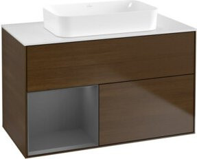 V&B Finion Waschtischunterschrank mit Wandbeleuchtung, Farbe Anthrazit, Breite: 100 cm, Tiefe: 60,3 cm - Bild 1
