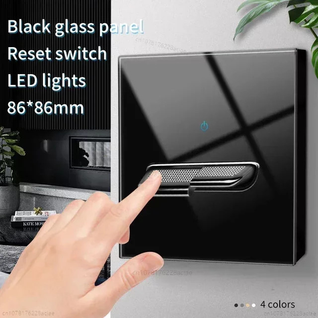 Wand Schalter Panel aus schwarzem gehärtetem Glas mit LED, Retro Kippschalter und USB Steckdose in EU und UK Standard - Bild 1